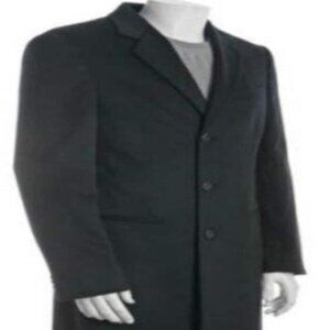 Mens Overcoat - Topcoat For Men - Winter Fabric - men's three button 1930s Black